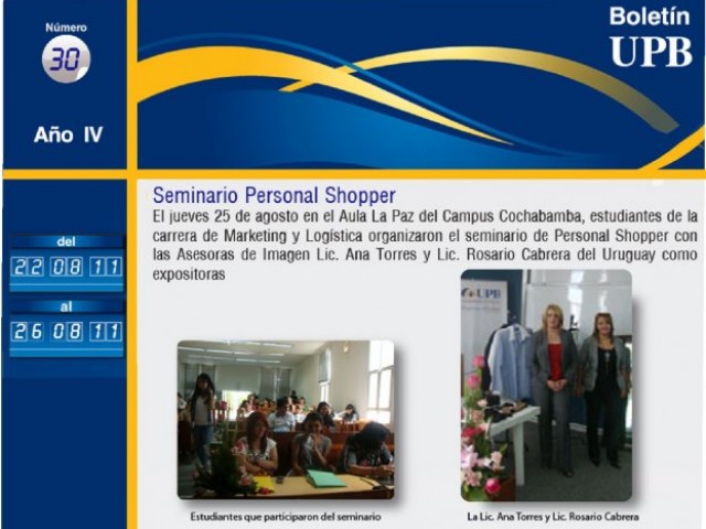 BOLIVIA - UPB (Universidad Privada Boliviana) - Seminario de Personal Shopper 